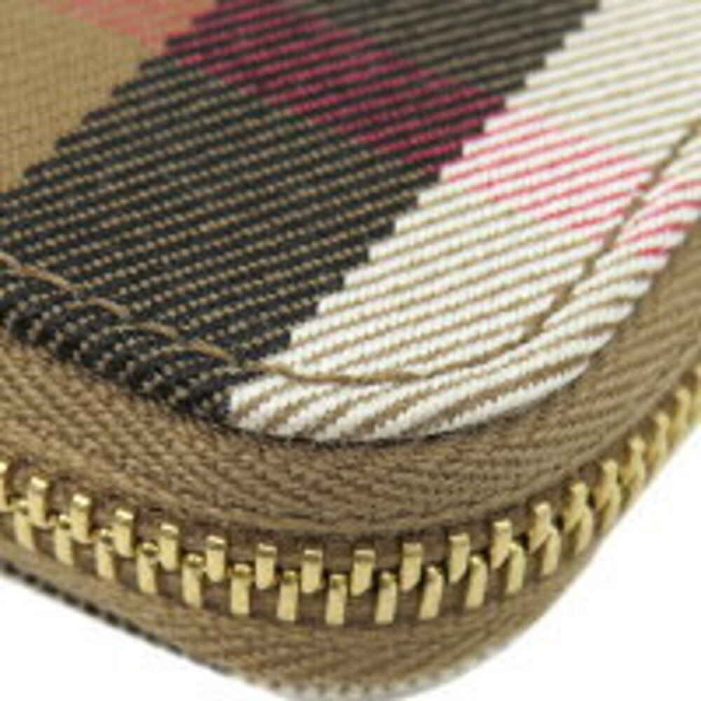 Burberry Round Wallet Check Beige Zip Canvas Mega - Picture 4 of 14